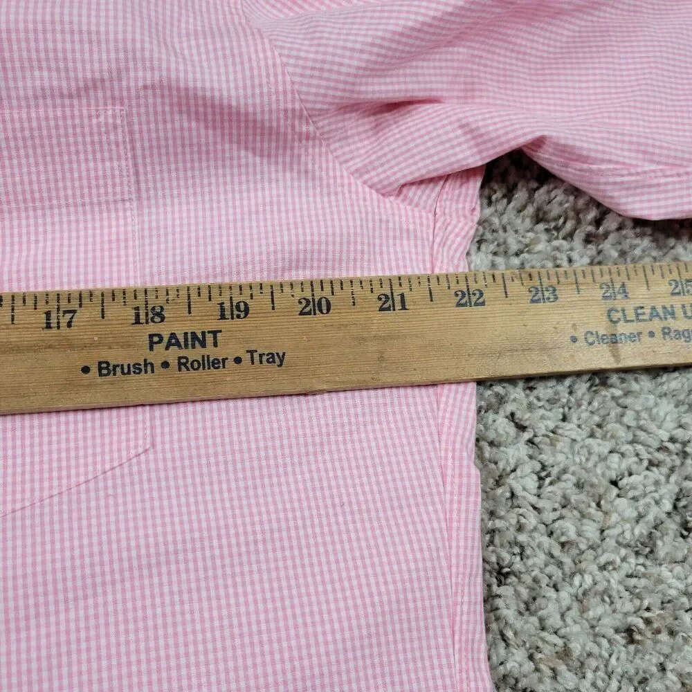 J Crew Shirt Mens Large Pink Check  Button Up Preppy Thompson Shirtings Stains*